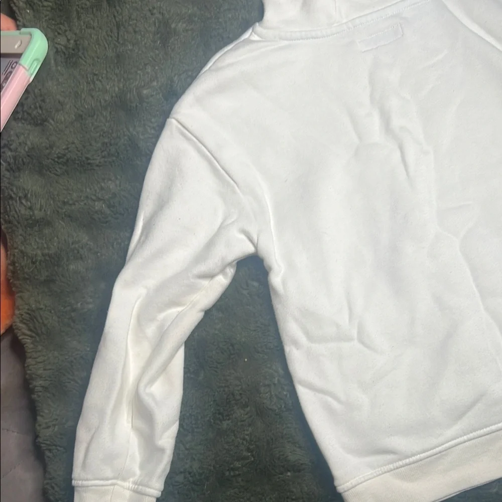 Primark White Hoodie with Blue and Pink Graphics
